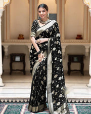 Beautiful Soft Lichi Silk Saree With Jacquard Work