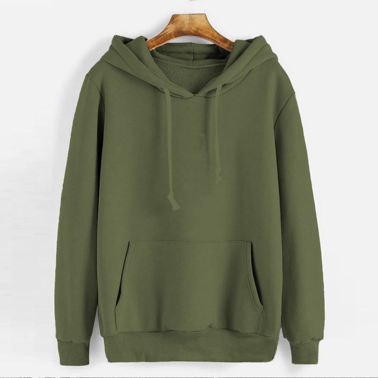 Green Colour Women Full Sleeve Solid Hoodie