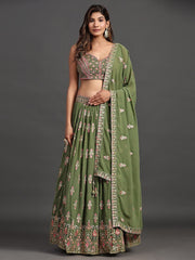 Green Georgette Party Look Elegant Lehenga Choli