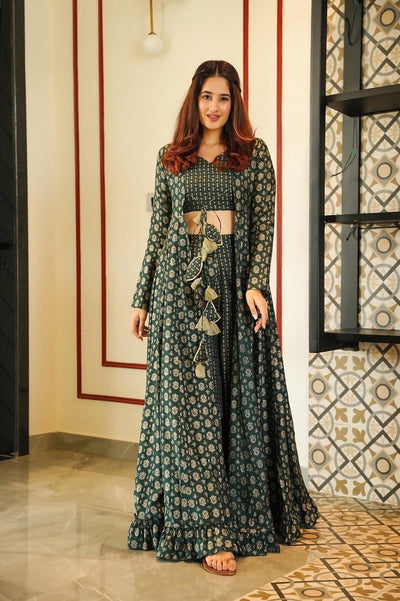 Green Wedding Style Indo Western For Women