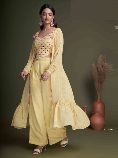 Yellow Classy Indo Western With Stylish Koti