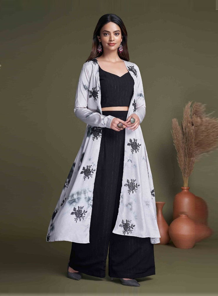 Black And White Classy Indo Western With Stylish Koti