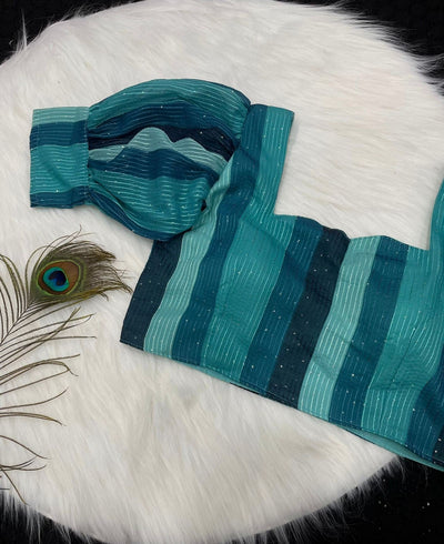 Deep Sea Green Stripe Stylish Blouse