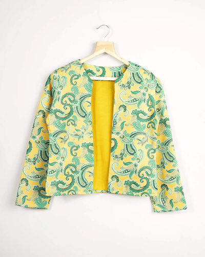 Yellow Colour Printed Jacket For Women's