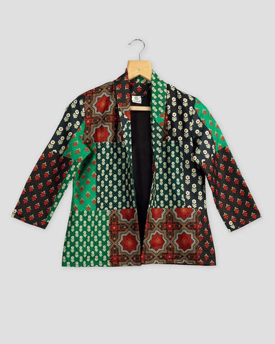 Black & Green Colour Printed Jacket For Women's