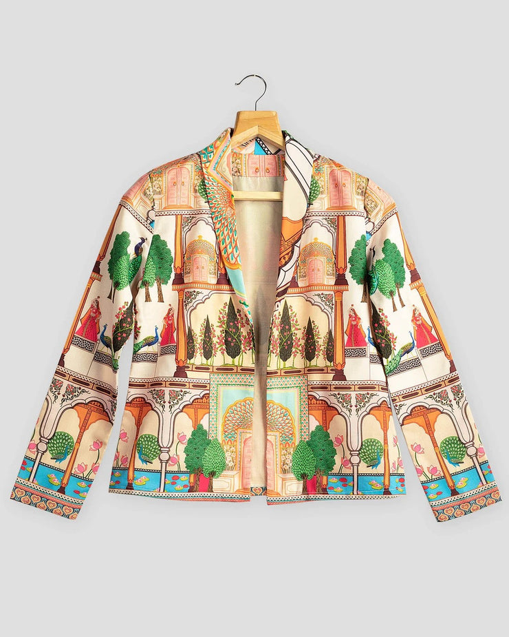 Blush Pink Colour Printed Jacket For Women's