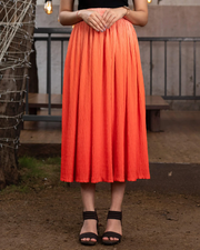 Orange Colour Midi Skirt For Women's