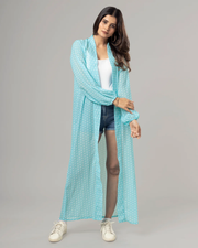 Sky Blue Colour Polka Dots Shrug For Women's