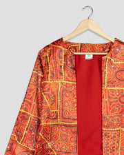 Red Colour Gamthi Printed Jacket For Women's