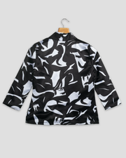 Black Colour Abstract Printed Jacket For Women's