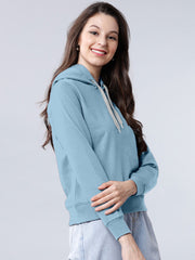 Cyan Colour High Quality Premium Hoodie For Women's