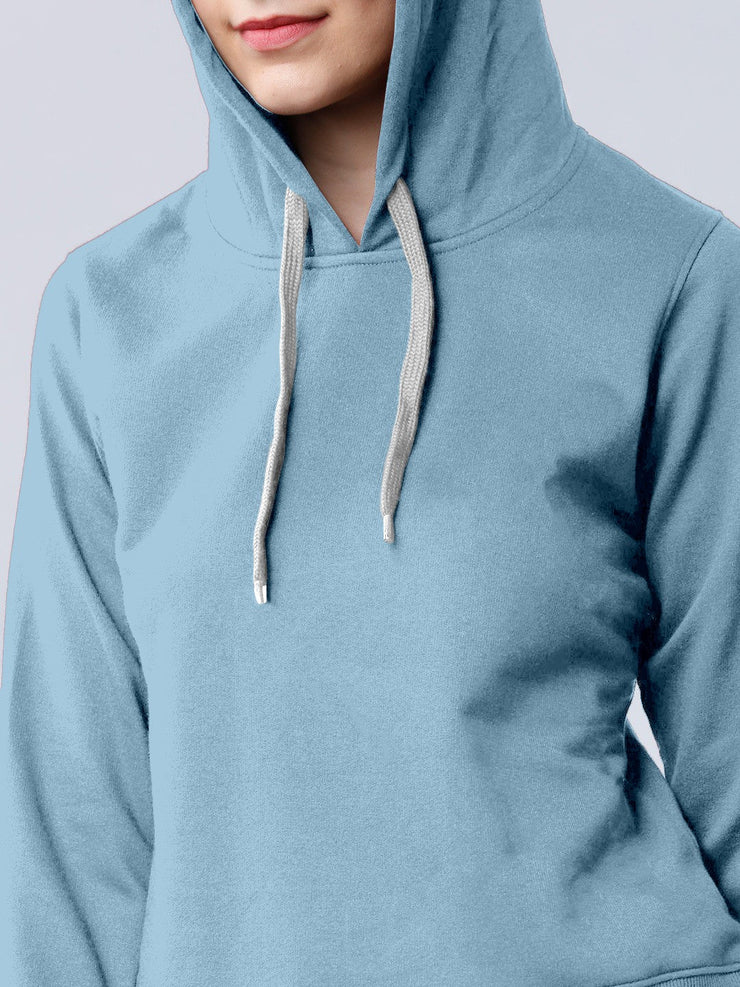 Cyan Colour High Quality Premium Hoodie For Women's