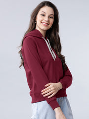 Maroon Colour High Quality Premium Hoodie For Women's