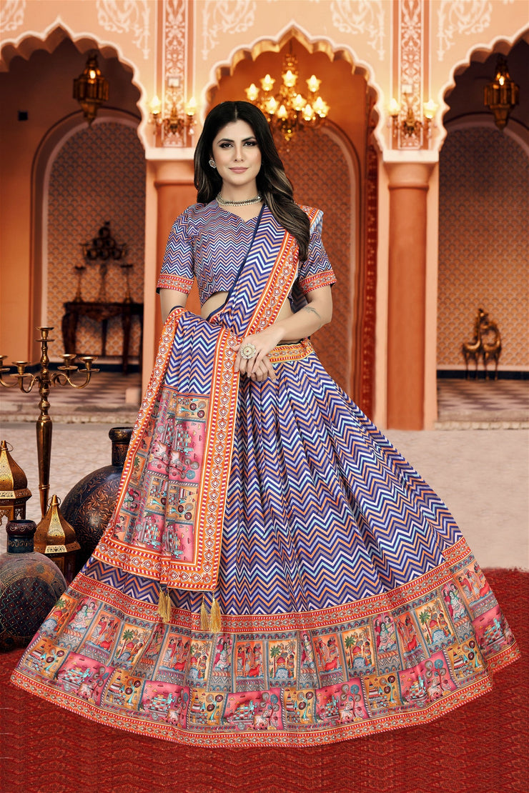 Blue Color in Dola Silk Attractive Fancy Lehenga Choli for Women