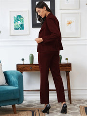 WINE JACKET TOP AND TROUSER CO-ORD SET